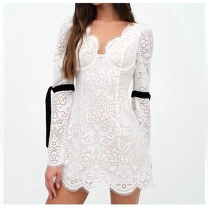For Love and Lemons Araceli white lace mini dress